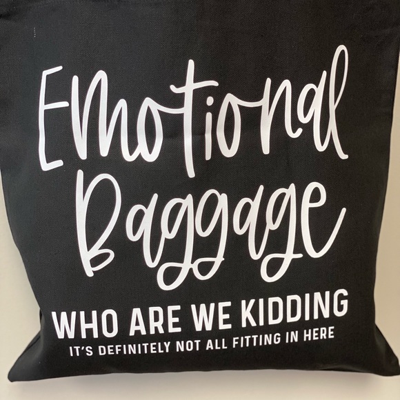NEW Cotton Canvas Tote Bag in Black~ Emotional Baggage🖤 - Picture 3 of 5